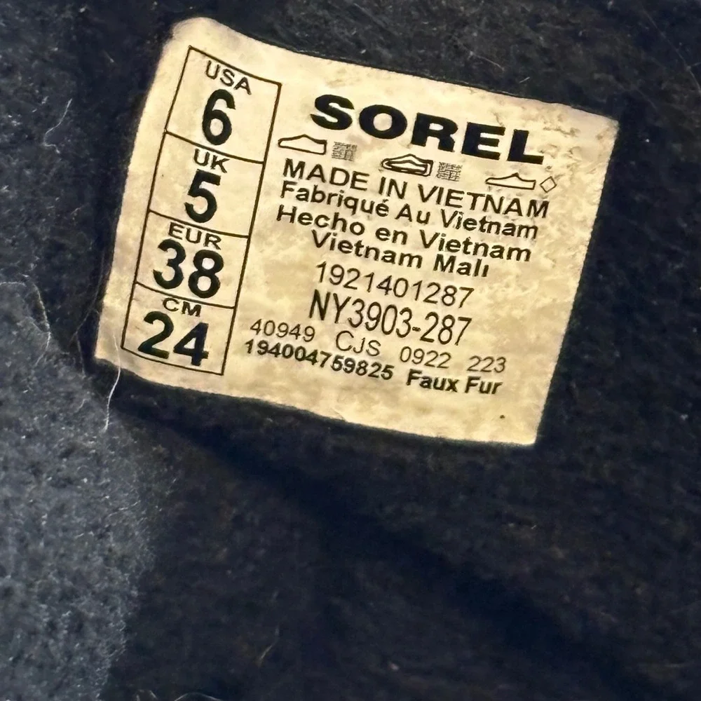 Sorel Whitney II Short Lace Boots Elk Black Waterproof Insulated US 6 NY3903-287